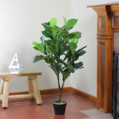 Northlight 4 Ft. Two-Tone Potted Wide Fiddle Leaf Floor Plant -Michaels D236736S 4