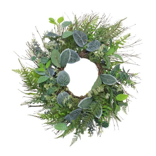 Northlight 22" Green Eucalyptus, Ivy & Fern Wreath 3 Northlight 22" Green Eucalyptus, Ivy & Fern Wreath