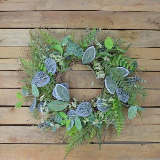 Northlight 22" Green Eucalyptus, Ivy & Fern Wreath 5 Northlight 22" Green Eucalyptus, Ivy & Fern Wreath - Image 3