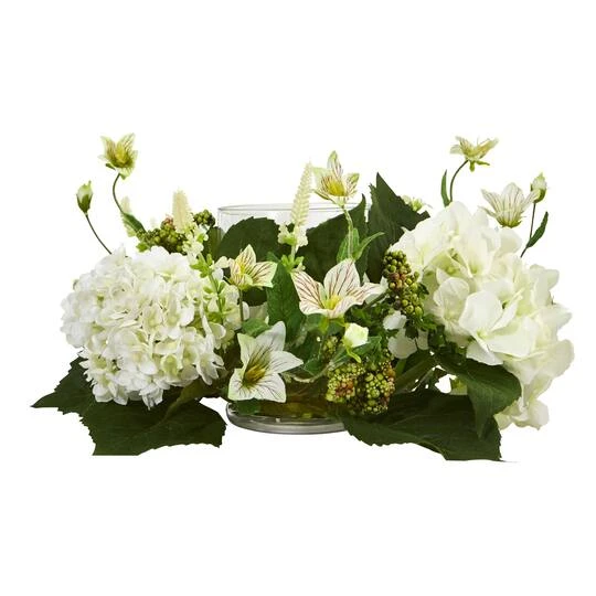 6" Hydrangea Artificial Arrangement Candelabrum 6 6" Hydrangea Artificial Arrangement Candelabrum - Image 4