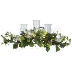 12.5" Hydrangea Triple Candelabrum Centerpiece
