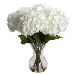 23" White Large Hydrangea Silk Flower Arrangement In Vase -Michaels D251398S 11 1