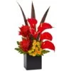 22.5" Red & Orange Tropical Floral & Calla Lily Mixed Arrangement In Vase -Michaels D251401S 11