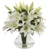 13.5" White Lily Arrangement With Glass Vase -Michaels D251408S 11
