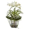 13" White Orchid & Succulent Mixed Arrangement With Glass Vase -Michaels D251410S 11