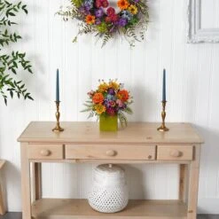 14" Mixed Floral Artificial Arrangement In Green Vase -Michaels D251423S 13