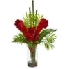 21" Red Ginger Torch Artificial Arrangement In Cylinder Vase -Michaels D251442S 1
