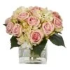 9" Pink Rose & Hydrangea Bouquet Arrangement In Vase -Michaels D251451S 11