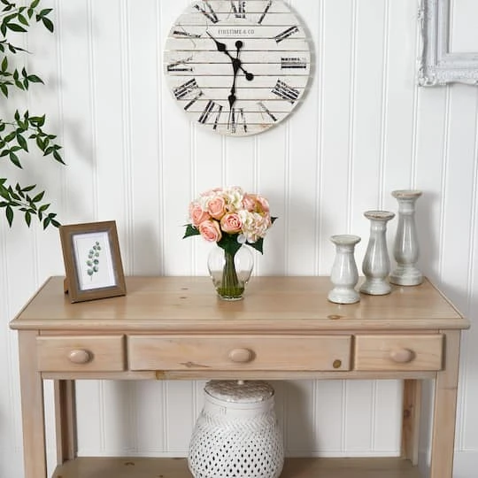 12" Pink & White Rose & Hydrangea Bouquet Arrangement In Glass Vase 6 12" Pink & White Rose & Hydrangea Bouquet Arrangement In Glass Vase - Image 4