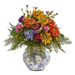 15" Mixed Floral Arrangement In Floral Vase