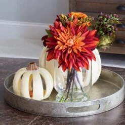 12" Dahlia & Mum Arrangement With Glass Vase -Michaels D251463S 16