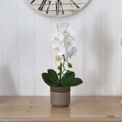 19" White Orchid In Ceramic Pot 15 19" White Orchid In Ceramic Pot -Michaels D251466S 15
