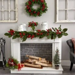 11" Berry Boxwood Arrangement In Glass Jar -Michaels D251469S 13