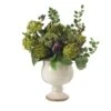15" Artichoke & Hydrangea Arrangement In White Ceramic -Michaels D251488S 1
