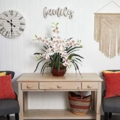 30" White Silk Cymbidium Arrangement With Decorative Vase -Michaels D251501S 12