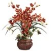 30" Burgundy Silk Cymbidium Arrangement With Decorative Vase -Michaels D251502S 11