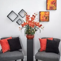 30" Burgundy Silk Cymbidium Arrangement With Decorative Vase -Michaels D251502S 15