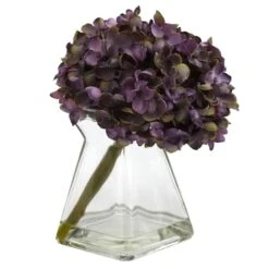 Green, Purple & White Hydrangea With Vase, 3ct. -Michaels D251511S 12