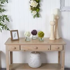 Green, Purple & White Hydrangea With Vase, 3ct. -Michaels D251511S 18