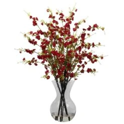 30" Red Cherry Blossoms Arrangement In Vase -Michaels D251515S 11 1