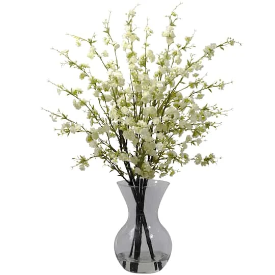 30" White Cherry Blossoms Arrangement In Vase 3 30" White Cherry Blossoms Arrangement In Vase