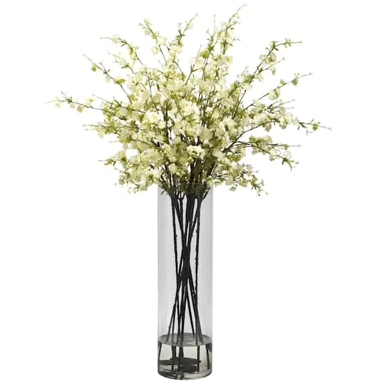 38" White Giant Cherry Blossom Arrangement In Vase 3 38" White Giant Cherry Blossom Arrangement In Vase