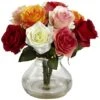11" Multicolor Rose Arrangement In Vase -Michaels D251520S 1