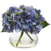 8.5" Blue Blooming Hydrangea In Glass Vase -Michaels D251523S 11