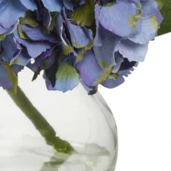 8.5" Blue Blooming Hydrangea In Glass Vase 11 8.5" Blue Blooming Hydrangea In Glass Vase -Michaels D251523S 13