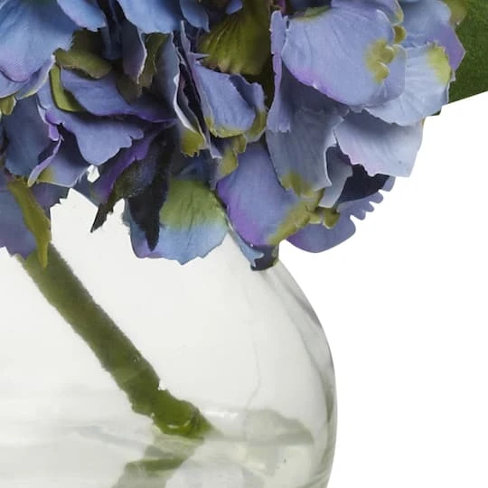 8.5" Blue Blooming Hydrangea In Glass Vase 6 8.5" Blue Blooming Hydrangea In Glass Vase - Image 4