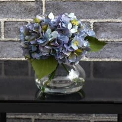 8.5" Blue Blooming Hydrangea In Glass Vase 12 8.5" Blue Blooming Hydrangea In Glass Vase -Michaels D251523S 14
