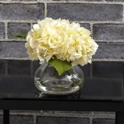 8.5" Cream Blooming Hydrangea In Glass Vase -Michaels D251524S 14