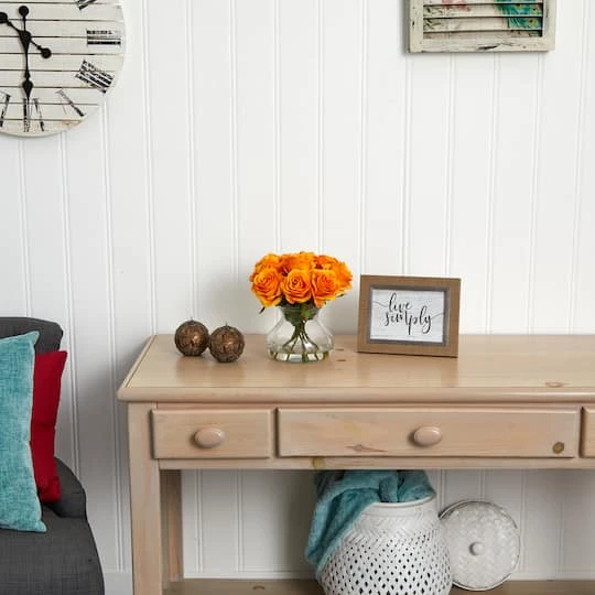 11" Orange Rose Arrangement With Clear Glass Vase 5 11" Orange Rose Arrangement With Clear Glass Vase - Image 3