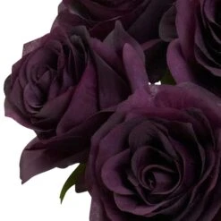 11" Purple Rose Arrangement With Clear Glass Vase 10 11" Purple Rose Arrangement With Clear Glass Vase -Michaels D251533S 12