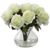 11" White Rose Arrangement With Clear Glass Vase -Michaels D251536S 11