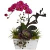21" Beauty Orchid & Succulent Garden With Whitewashed Planter -Michaels D251544S 11