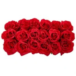 12.5" Dozen Silk Roses In Ceramic Rectangular Planter 13 12.5" Dozen Silk Roses In Ceramic Rectangular Planter -Michaels D251548S 13