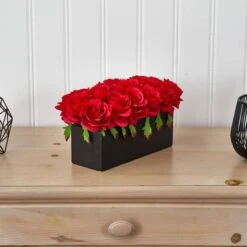 12.5" Dozen Silk Roses In Ceramic Rectangular Planter 16 12.5" Dozen Silk Roses In Ceramic Rectangular Planter -Michaels D251548S 16