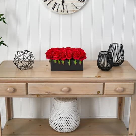 12.5" Dozen Silk Roses In Ceramic Rectangular Planter 10 12.5" Dozen Silk Roses In Ceramic Rectangular Planter - Image 8