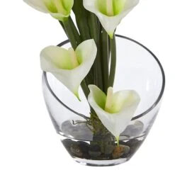 15.5" Calla Lily Arrangement In Clear Glass Vase -Michaels D251552S 13