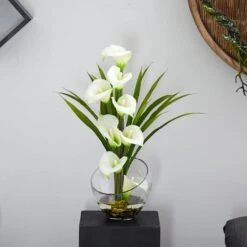15.5" Calla Lily Arrangement In Clear Glass Vase -Michaels D251552S 14