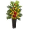 2.9ft. Tropical Floral & Orchid Arrangement In Black Vase 1 2.9ft. Tropical Floral & Orchid Arrangement In Black Vase -Michaels D251562S 1