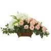 16" White & Pink Hydrangea & Rose Arrangement In Metal Planter -Michaels D251589S 1