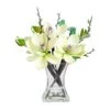 15" White Magnolia Arrangement With Glass Vase -Michaels D251607S 21