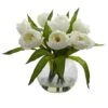 11" White Tulips Arrangement With Clear Vase -Michaels D251608S 1