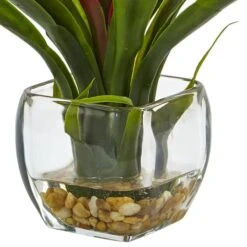 12" Red Bromeliad Arrangement In Glass Vase 10 12" Red Bromeliad Arrangement In Glass Vase -Michaels D251615S 12