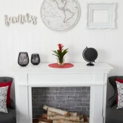 12" Red Bromeliad Arrangement In Glass Vase 13 12" Red Bromeliad Arrangement In Glass Vase -Michaels D251615S 15