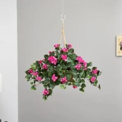 24" Pink Bougainvillea Hanging Basket -Michaels D251624S 17
