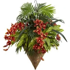 3ft. Mixed Tropical Greenery & Orchid Hanging Basket