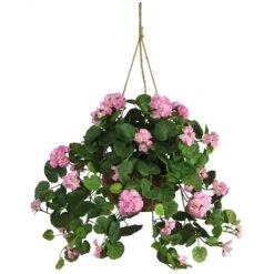 24" Pink Geranium In Hanging Basket 7 24" Pink Geranium In Hanging Basket -Michaels D251659S 11 1